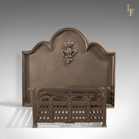Antique Fire Back & Basket, Victorian - London Fine Antiques