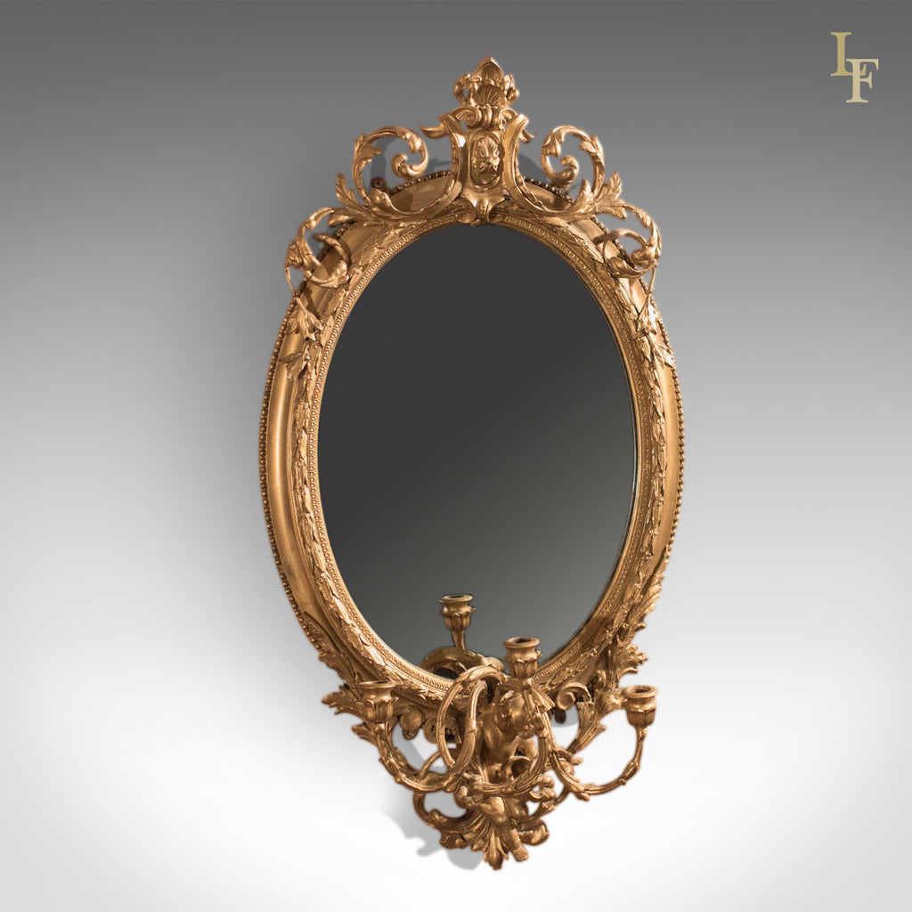 Antique Girandole Gilt Gesso Mirror, c.1800 - London Fine Antiques