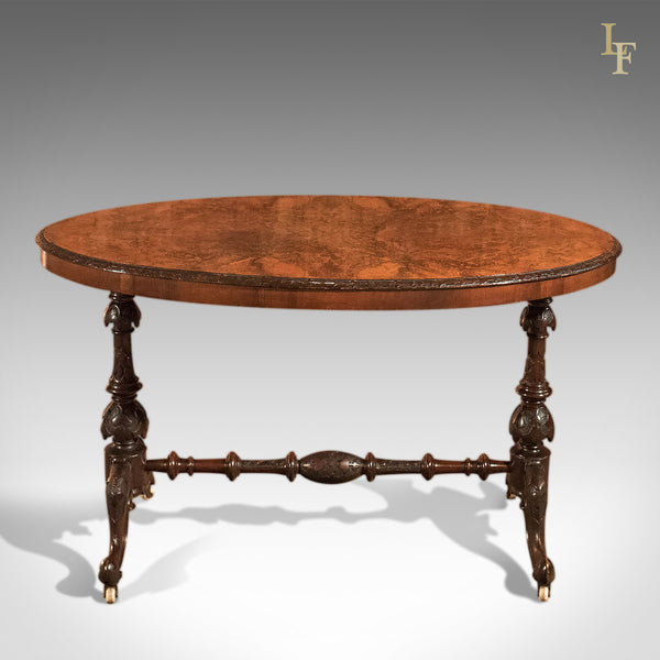 Antique Side Table, Victorian Burr Walnut, c1870 - London Fine Antiques