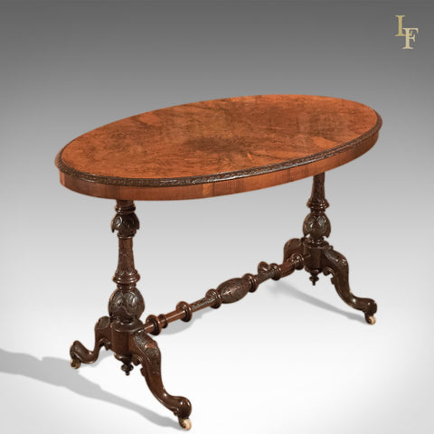 Antique Side Table, Victorian Burr Walnut, c1870 - London Fine Antiques