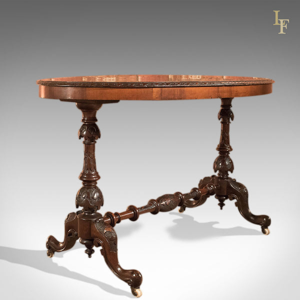 Antique Side Table, Victorian Burr Walnut, c1870 - London Fine Antiques