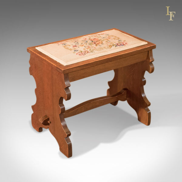 Antique Stool, Edwardian Oak Bench c.1910 - London Fine Antiques