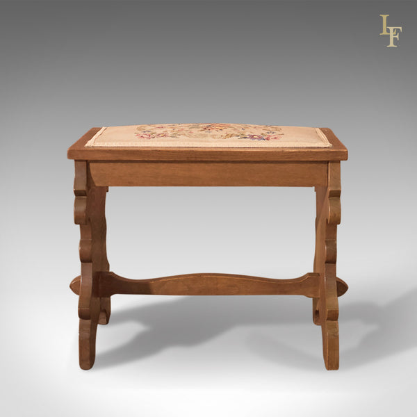 Antique Stool, Edwardian Oak Bench c.1910 - London Fine Antiques