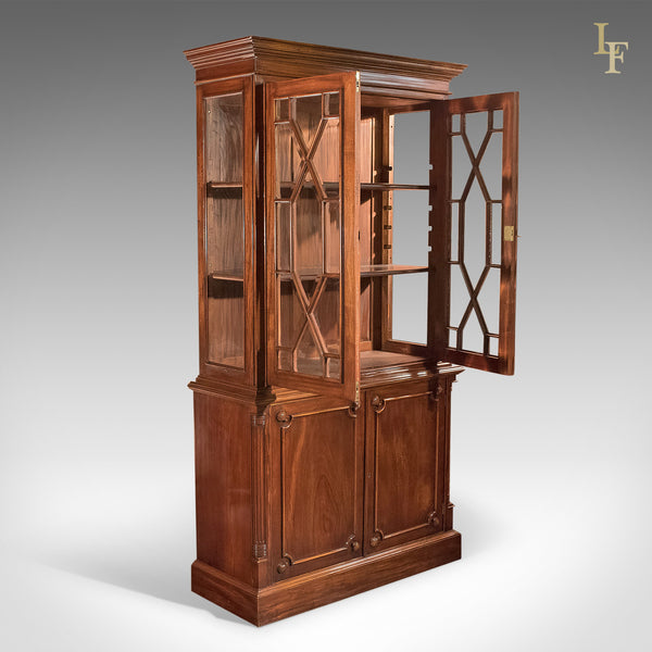 Mid-Century Glazed Bookcase Cabinet, Georgian Taste - London Fine Antiques