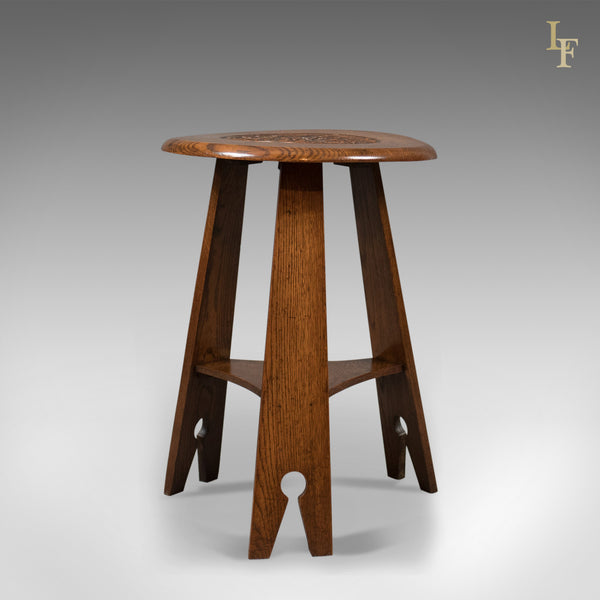 Arts & Crafts Side Table, Carved Oak, c.1890 - London Fine Antiques