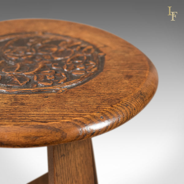Arts & Crafts Side Table, Carved Oak, c.1890 - London Fine Antiques