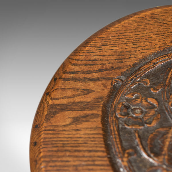Arts & Crafts Side Table, Carved Oak, c.1890 - London Fine Antiques
