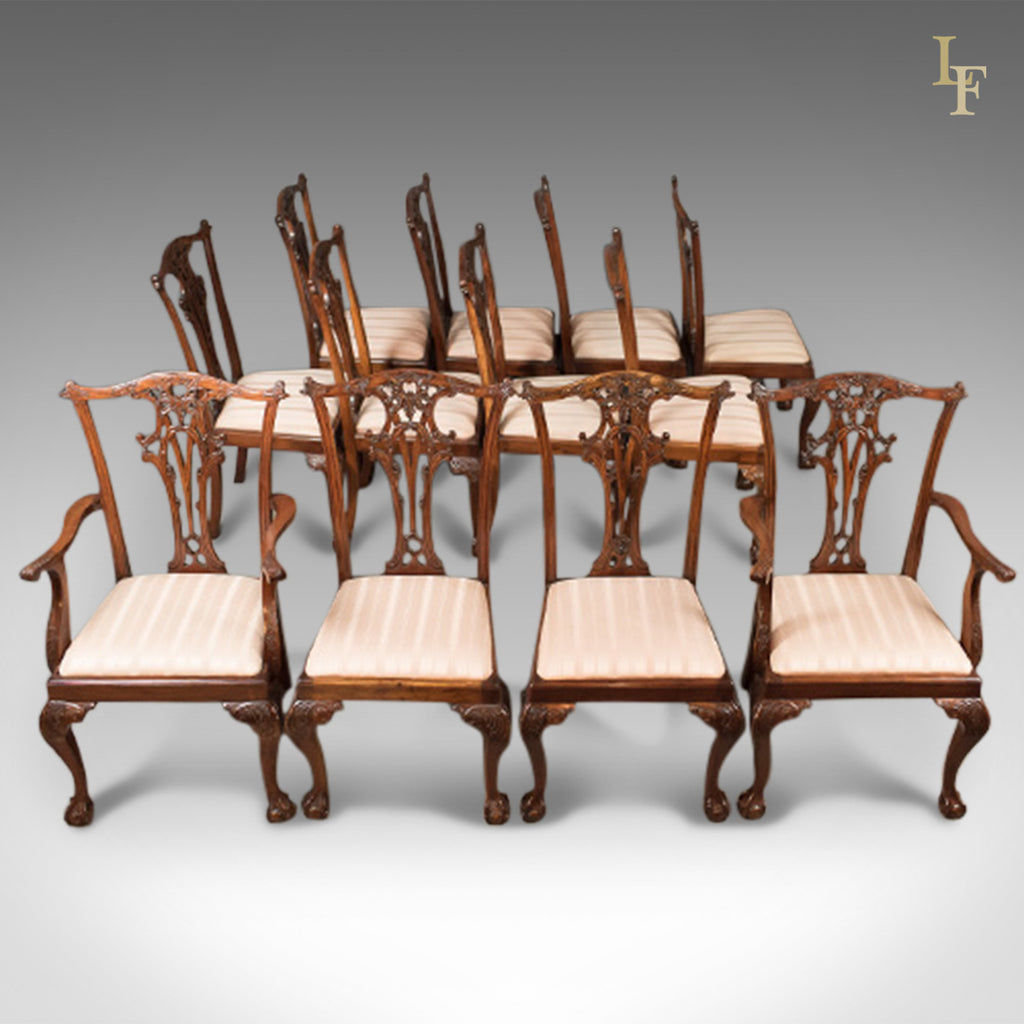 Set of 12 Dining Chairs, 20th Century Chippendale Revival - London Fine Antiques