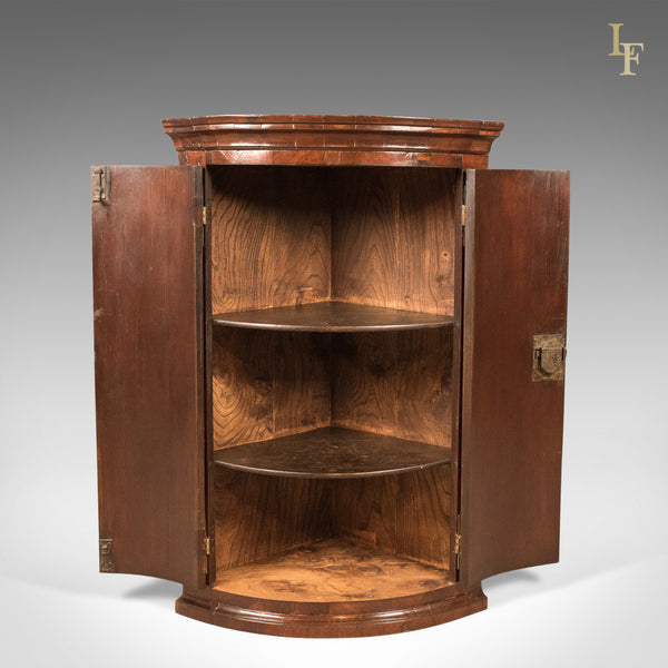 Bow Fronted Antique Corner Cabinet, Georgian c.1725 - London Fine Antiques