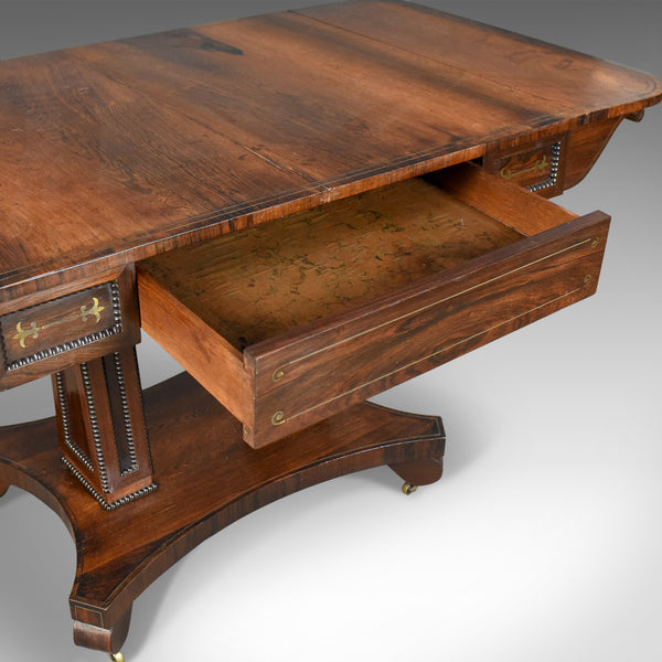 Antique Sofa Table, Rosewood, English, Regency, Pembroke, Circa 1820 - London Fine Antiques