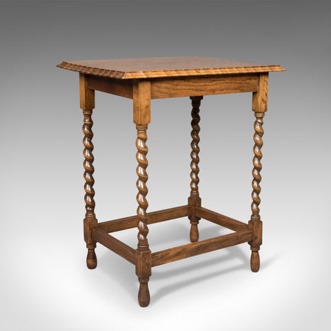 Antique Side Table, English, Edwardian, Oak, Stretcher, Circa 1910 - London Fine Antiques