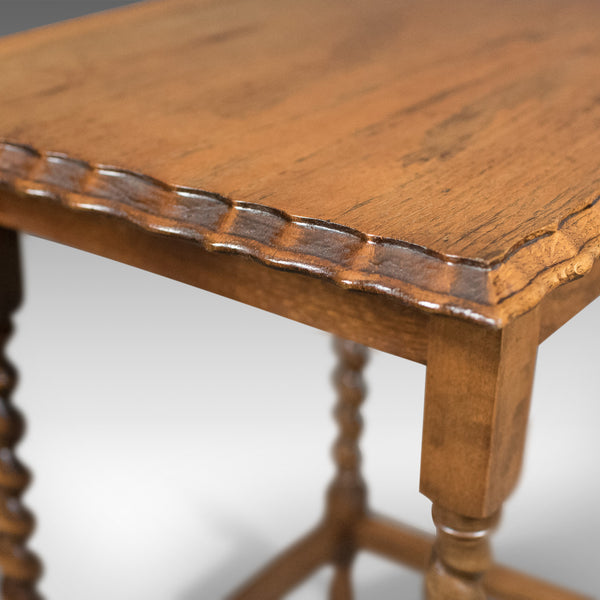 Antique Side Table, English, Edwardian, Oak, Stretcher, Circa 1910 - London Fine Antiques