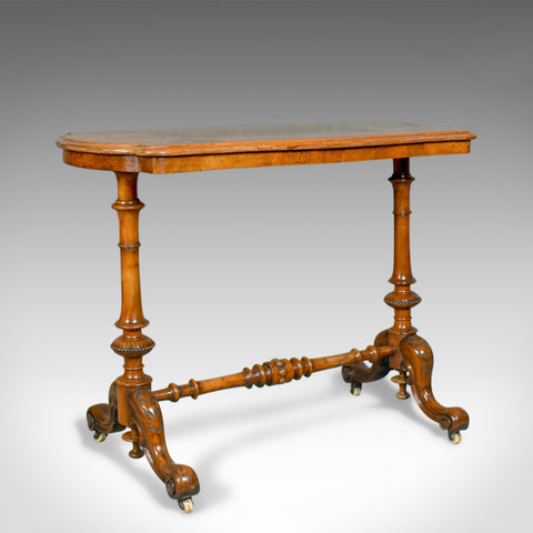 Antique Stretcher Table, Burr Walnut, English, Victorian, Circa 1880 - London Fine Antiques