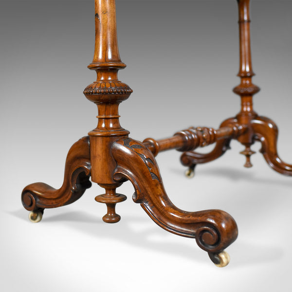 Antique Stretcher Table, Burr Walnut, English, Victorian, Circa 1880 - London Fine Antiques