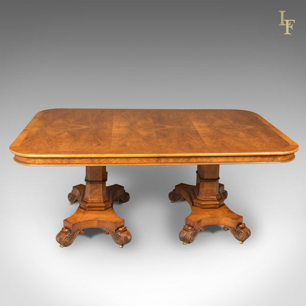 Large Extending Walnut Dining Table, 6-12 Seater, Late 20th Century - London Fine Antiques