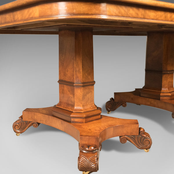 Large Extending Walnut Dining Table, 6-12 Seater, Late 20th Century - London Fine Antiques