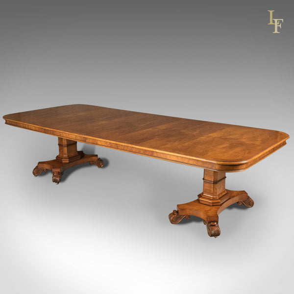 Large Extending Walnut Dining Table, 6-12 Seater, Late 20th Century - London Fine Antiques