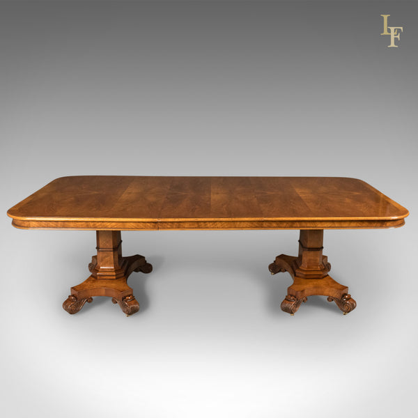 Large Extending Walnut Dining Table, 6-12 Seater, Late 20th Century - London Fine Antiques