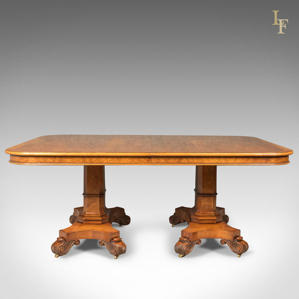 Large Extending Walnut Dining Table, 6-12 Seater, Late 20th Century - London Fine Antiques