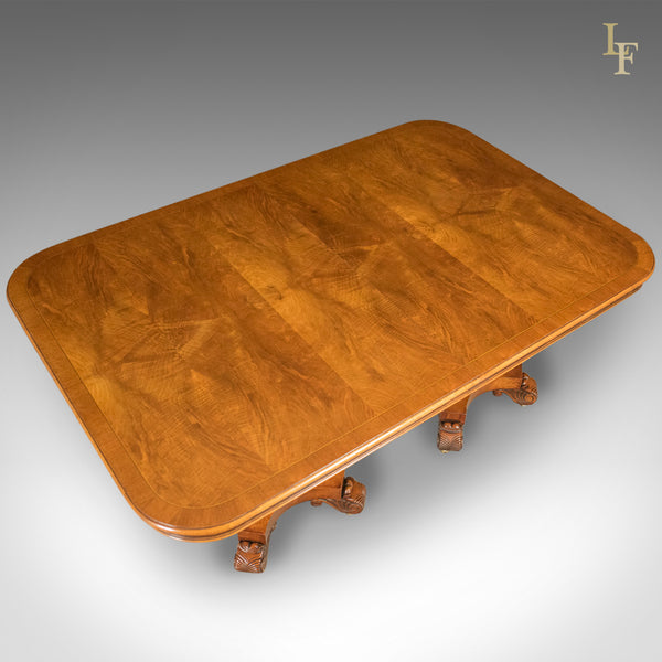 Large Extending Walnut Dining Table, 6-12 Seater, Late 20th Century - London Fine Antiques