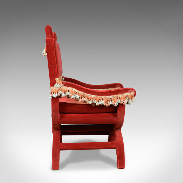 Large Antique Armchair, Italian, X Frame Chair, Red Velvet, C17th Revival C.1900 - London Fine Antiques