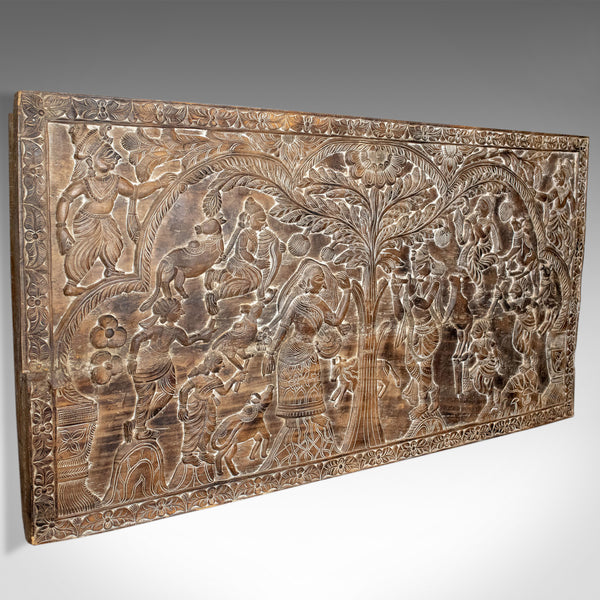 Large 6 Foot Antique Carved Panel, Indian, Decorative Art, Victorian, Circa 1900 - London Fine Antiques