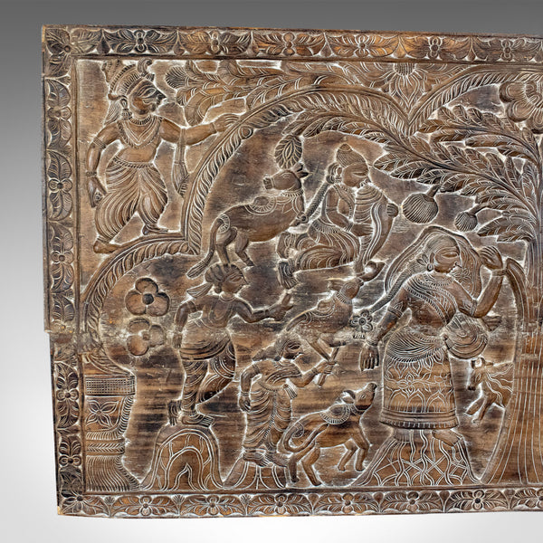 Large 6 Foot Antique Carved Panel, Indian, Decorative Art, Victorian, Circa 1900 - London Fine Antiques