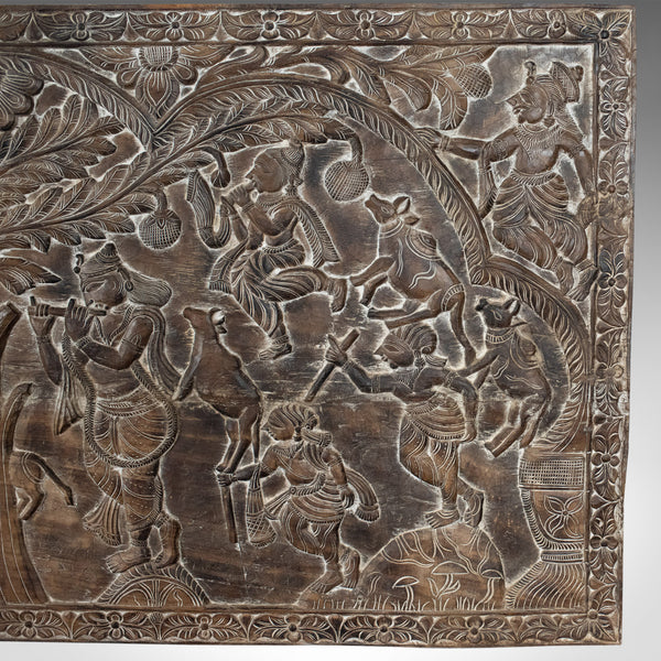 Large 6 Foot Antique Carved Panel, Indian, Decorative Art, Victorian, Circa 1900 - London Fine Antiques
