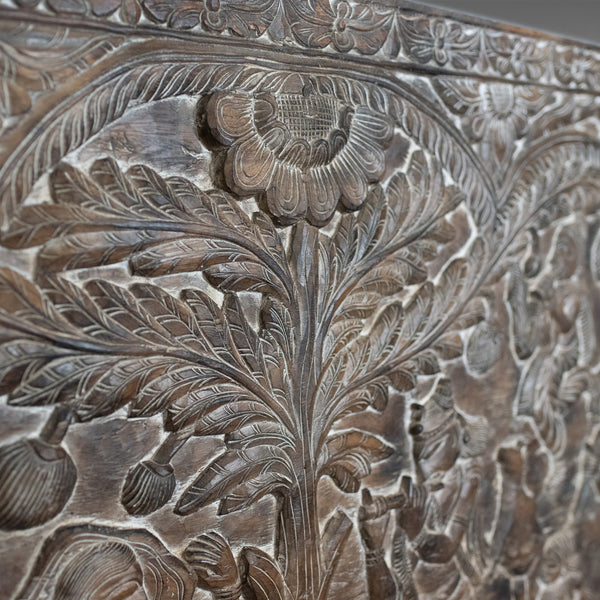 Large 6 Foot Antique Carved Panel, Indian, Decorative Art, Victorian, Circa 1900 - London Fine Antiques