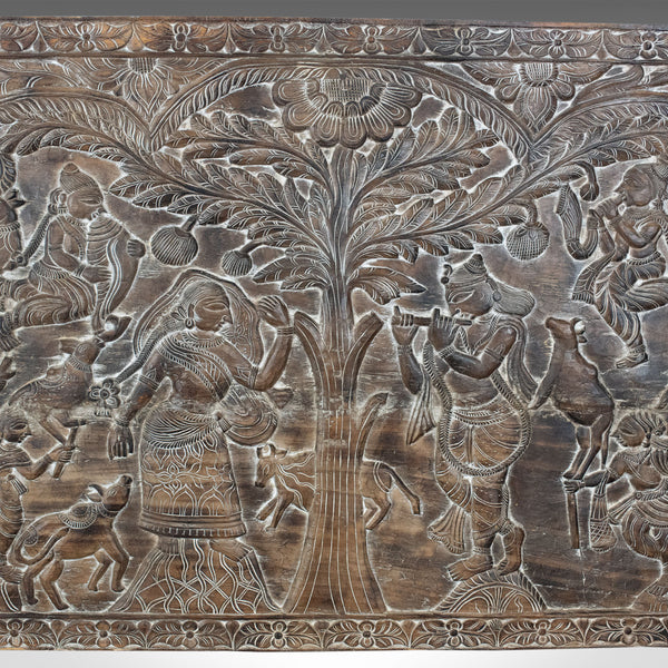 Large 6 Foot Antique Carved Panel, Indian, Decorative Art, Victorian, Circa 1900 - London Fine Antiques