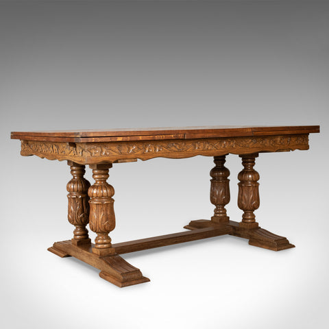 Large Antique Dining Table, French, Draw Leaf, Extending, Parquet, Dining c.1900 - London Fine Antiques