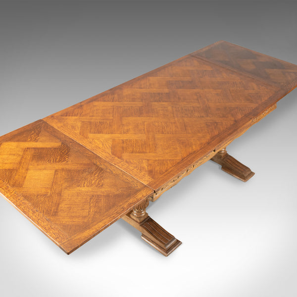 Large Antique Dining Table, French, Draw Leaf, Extending, Parquet, Dining c.1900 - London Fine Antiques