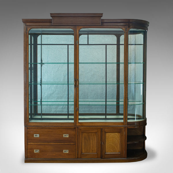 Large Antique Display Cabinet, Mahogany, Glass, Retail Showcase, Victorian - London Fine Antiques