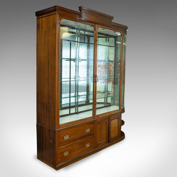 Large Antique Display Cabinet, Mahogany, Glass, Retail Showcase, Victorian - London Fine Antiques