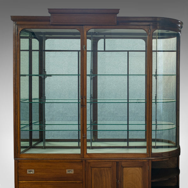 Large Antique Display Cabinet, Mahogany, Glass, Retail Showcase, Victorian - London Fine Antiques