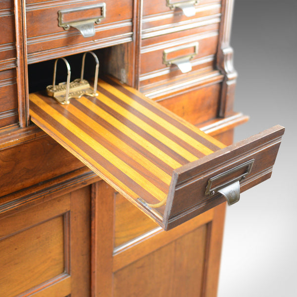 Large Antique Filing Cabinet, English, Edwardian, Walnut, Shannon File Co. c1910 - London Fine Antiques