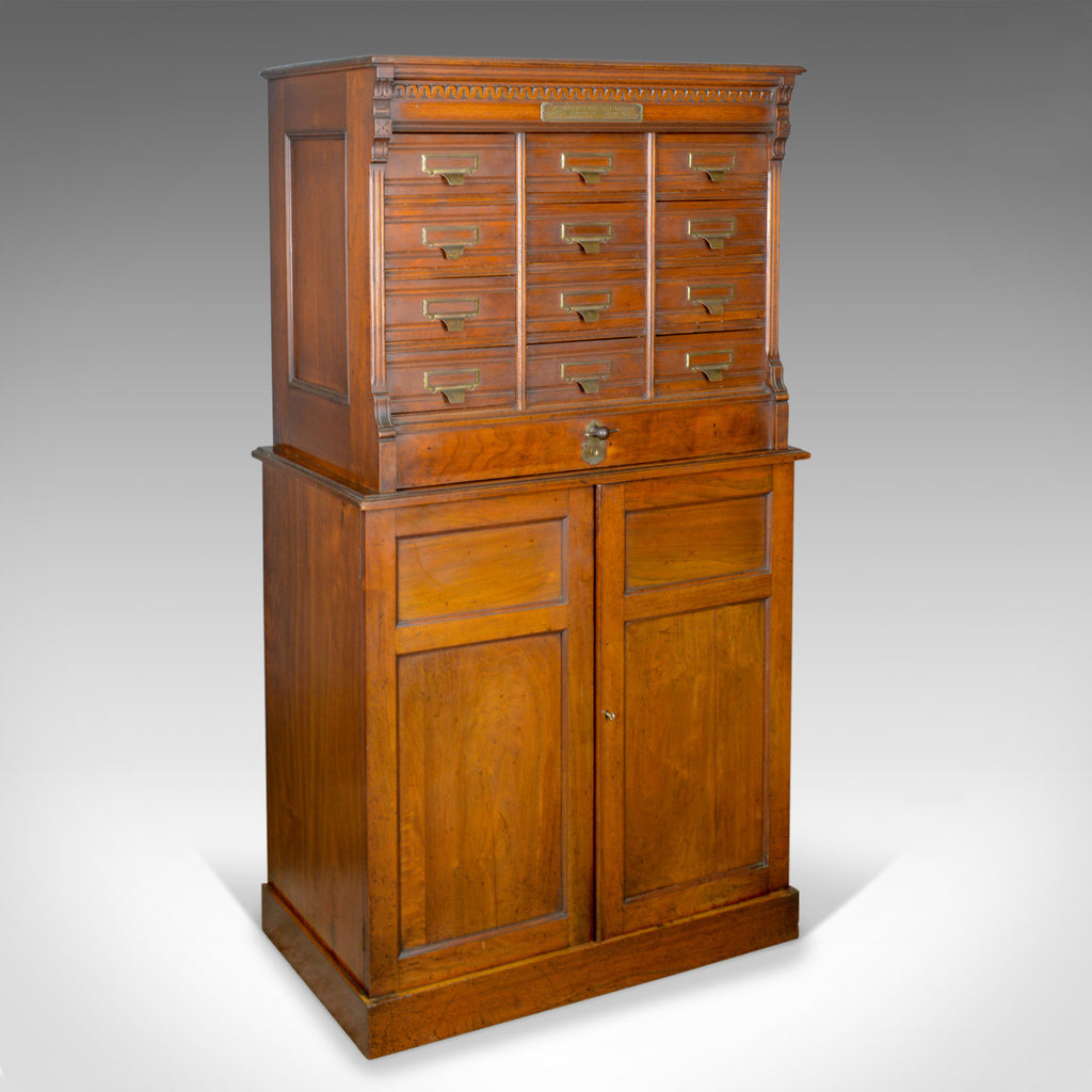 Large Antique Filing Cabinet, English, Edwardian, Walnut, Shannon File Co. c1910 - London Fine Antiques