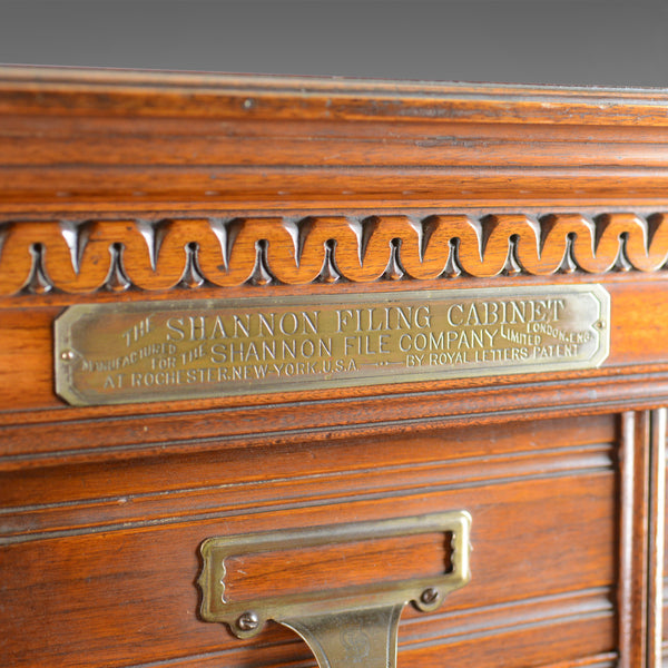Large Antique Filing Cabinet, English, Edwardian, Walnut, Shannon File Co. c1910 - London Fine Antiques