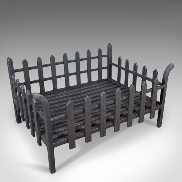 Large Antique Fire Basket, English, Victorian Fireplace Iron Grate, Circa 1900 - London Fine Antiques