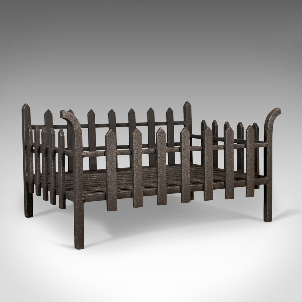 Large Antique Fire Basket, English, Victorian Fireplace Iron Grate, Circa 1900 - London Fine Antiques