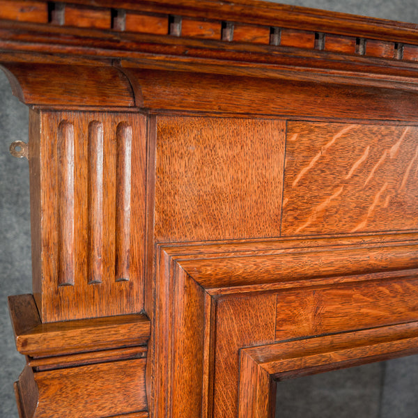 Large Antique Fireplace, Edwardian Mantelpiece Fire Surround in Oak, Circa 1910 - London Fine Antiques