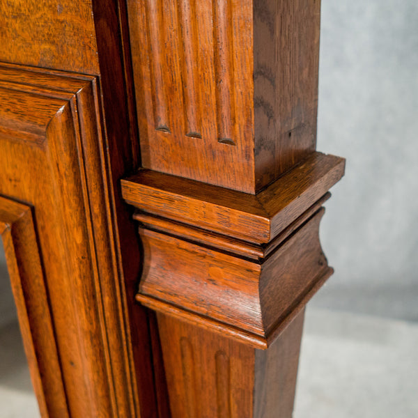 Large Antique Fireplace, Edwardian Mantelpiece Fire Surround in Oak, Circa 1910 - London Fine Antiques