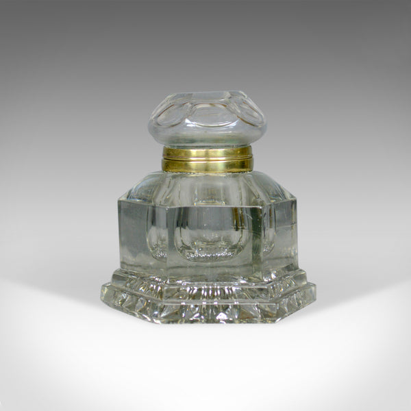 Large Antique Ink Well, English, Crystal Glass, Desk, Mid 19th Century, c.1850 - London Fine Antiques