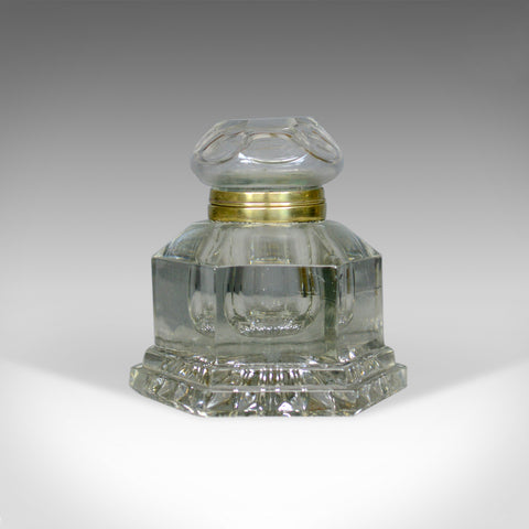Large Antique Ink Well, English, Crystal Glass, Desk, Mid 19th Century, c.1850 - London Fine Antiques
