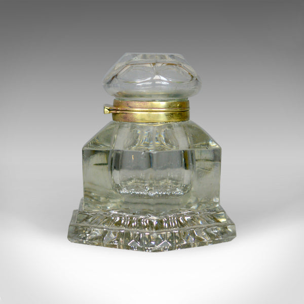 Large Antique Ink Well, English, Crystal Glass, Desk, Mid 19th Century, c.1850 - London Fine Antiques