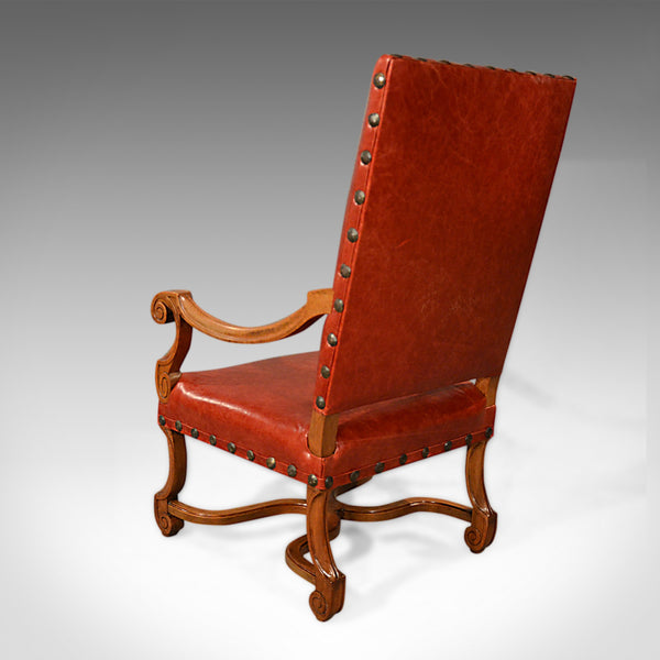 Large Antique Leather Armchair, Walnut Frame, French 19th Century Circa 1880 - London Fine Antiques