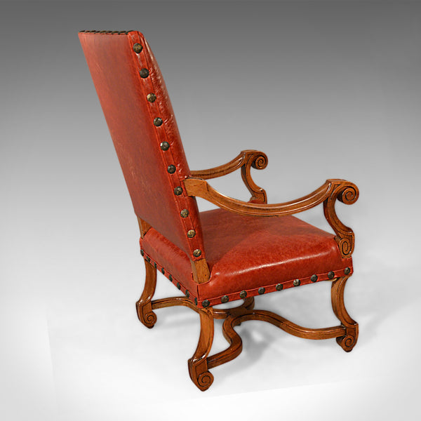 Large Antique Leather Armchair, Walnut Frame, French 19th Century Circa 1880 - London Fine Antiques