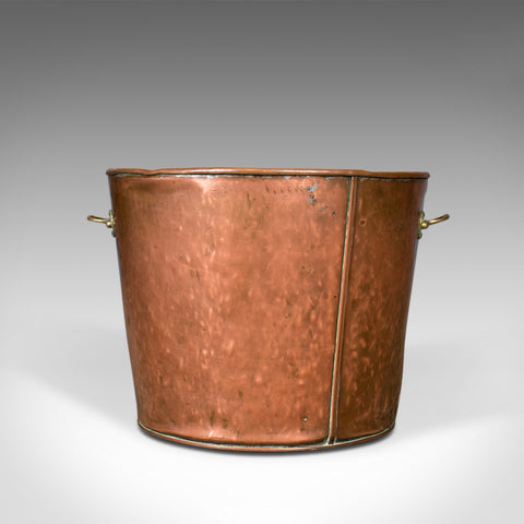 Large Antique Log Bin, English Fireside Scuttle, Coppered Finish, Circa 1900 - London Fine Antiques