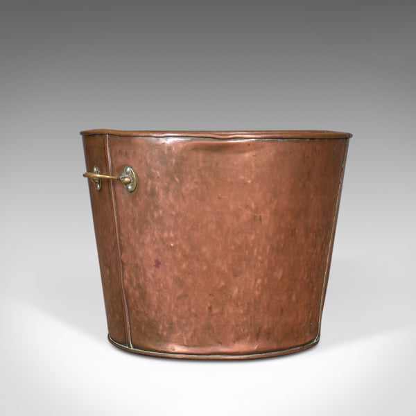 Large Antique Log Bin, English Fireside Scuttle, Coppered Finish, Circa 1900 - London Fine Antiques