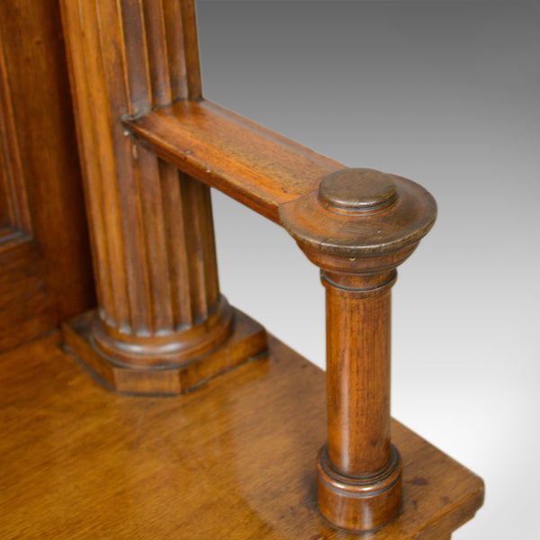 Large Antique Oak Throne Chair, Edwardian, Bench, Seat, Classical, Doric, c.1910 - London Fine Antiques